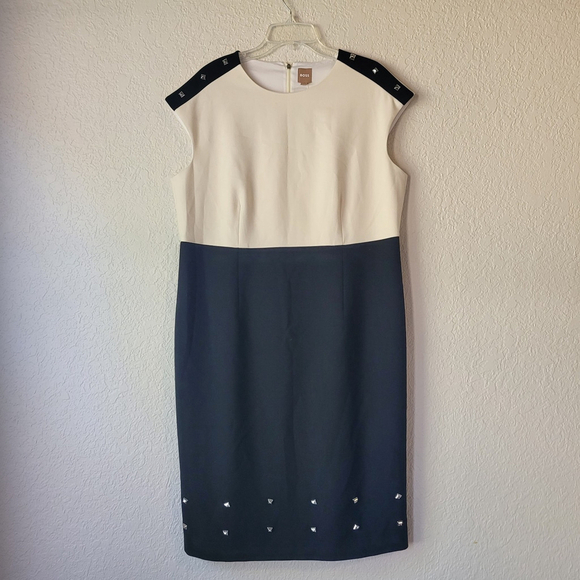 Boss Dresses & Skirts - HUGO BOSS Devoka Two Tone Black & Ivory Midi Dress Size US 14